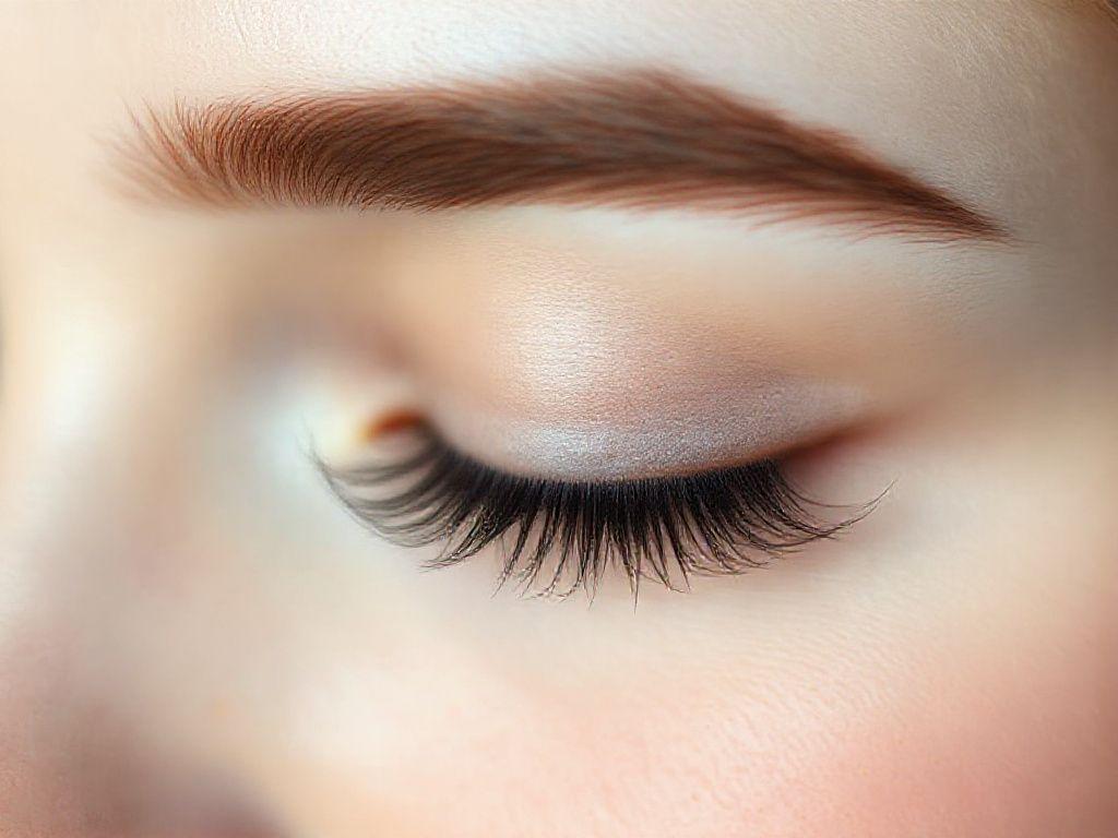 Natural classic eyelash extension set close-up